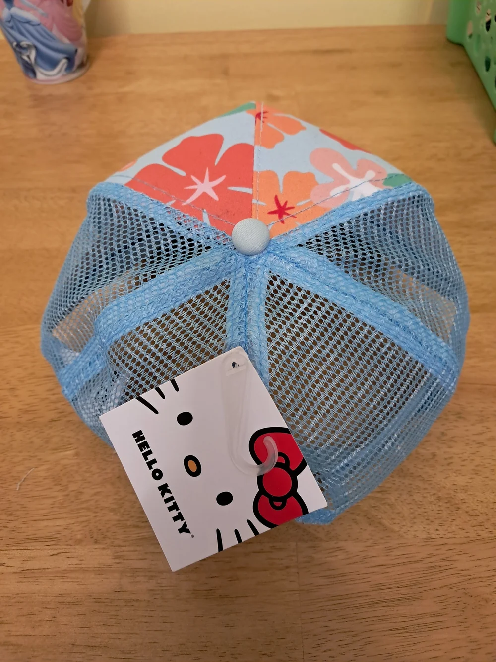 NWT Sanrio Hello Kitty Hawaii Beach Floral Trucker Hat Blue Mesh Snapback Cap
